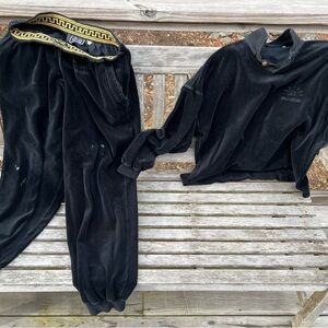 Versace Black Sweatpants with Bold Waistband and matching pullover paint spatter